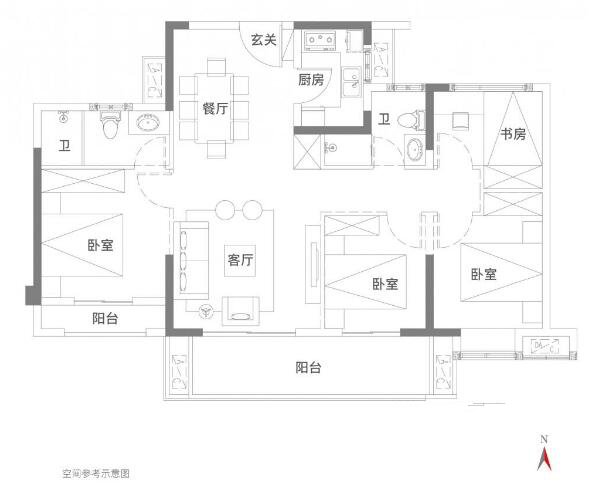 B6# 约125m²  4室2厅2卫2阳台
